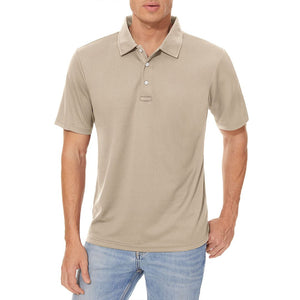 TACVASEN Khaki Men's Dry Fit Short Sleeve Performance Golf Polo Work Shirt