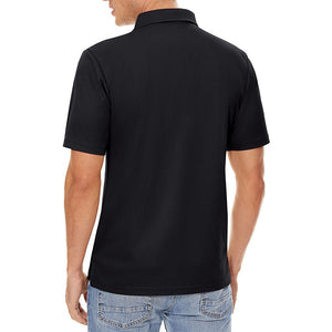 TACVASEN Black Men's Dry Fit Short Sleeve Performance Golf Polo Work Shirt