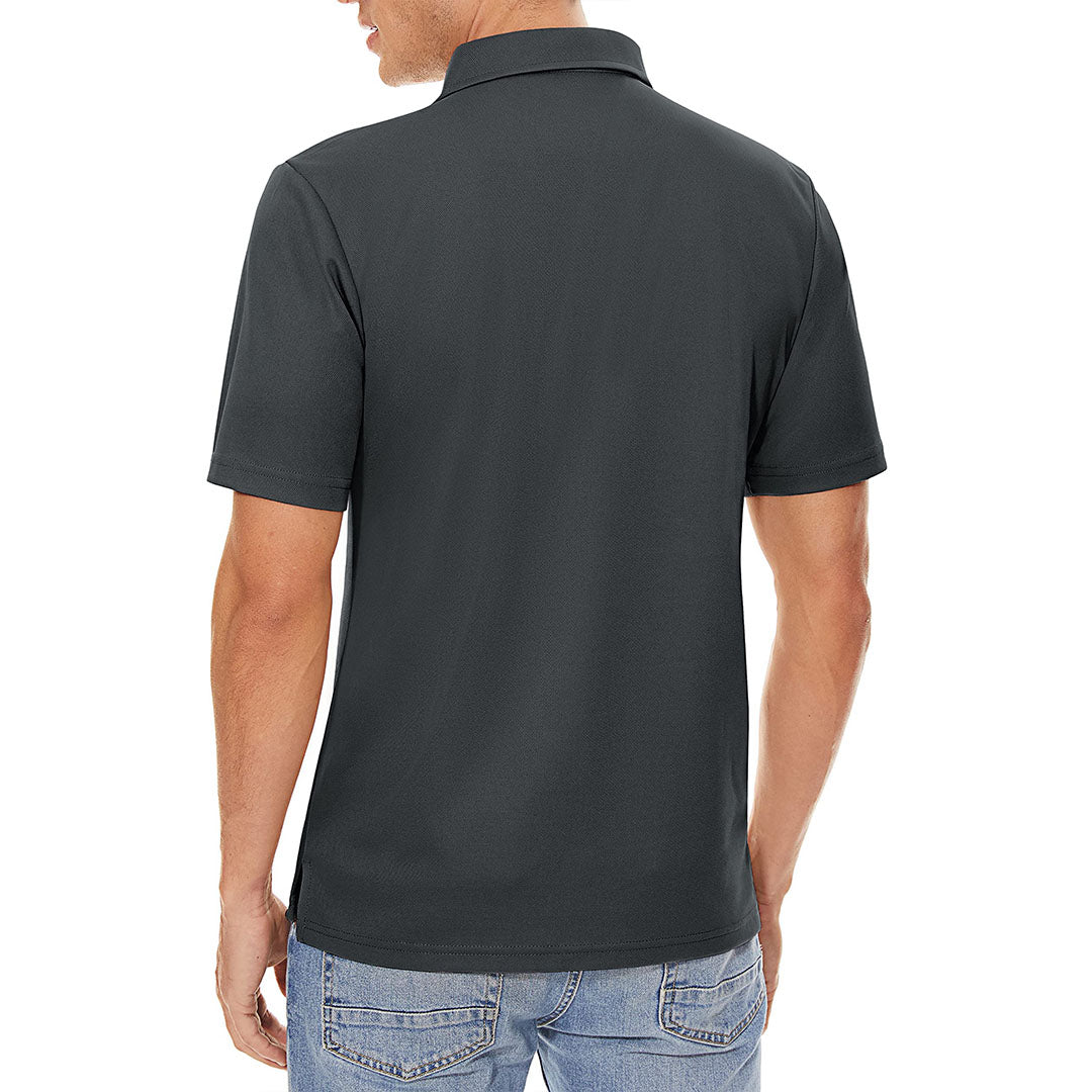 TACVASEN Dark Grey Men's Dry Fit Short Sleeve Performance Golf Polo Work Shirt