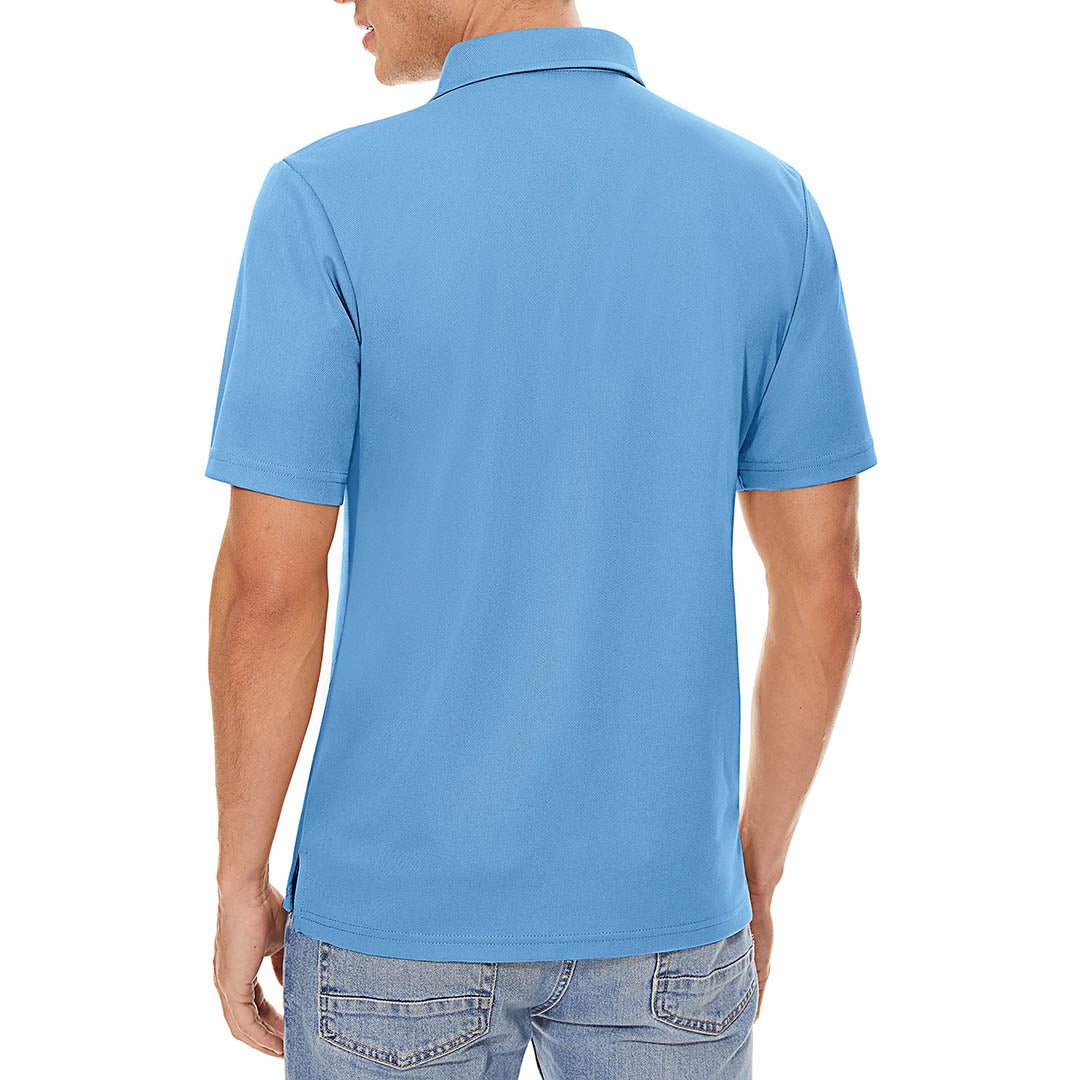 TACVASEN Sky Blue Men's Dry Fit Short Sleeve Performance Golf Polo Work Shirt
