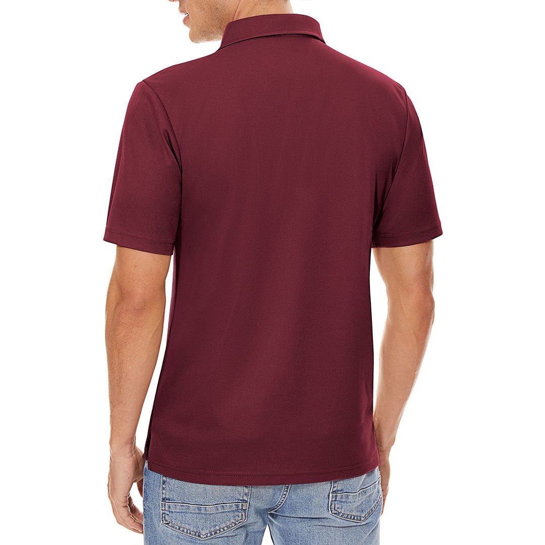 TACVASEN Wine Red Men's Dry Fit Short Sleeve Performance Golf Polo Work Shirt