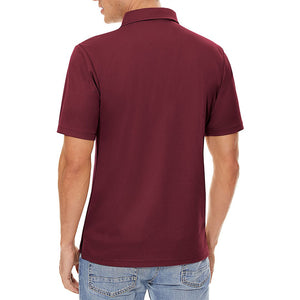TACVASEN Wine Red Men's Dry Fit Short Sleeve Performance Golf Polo Work Shirt