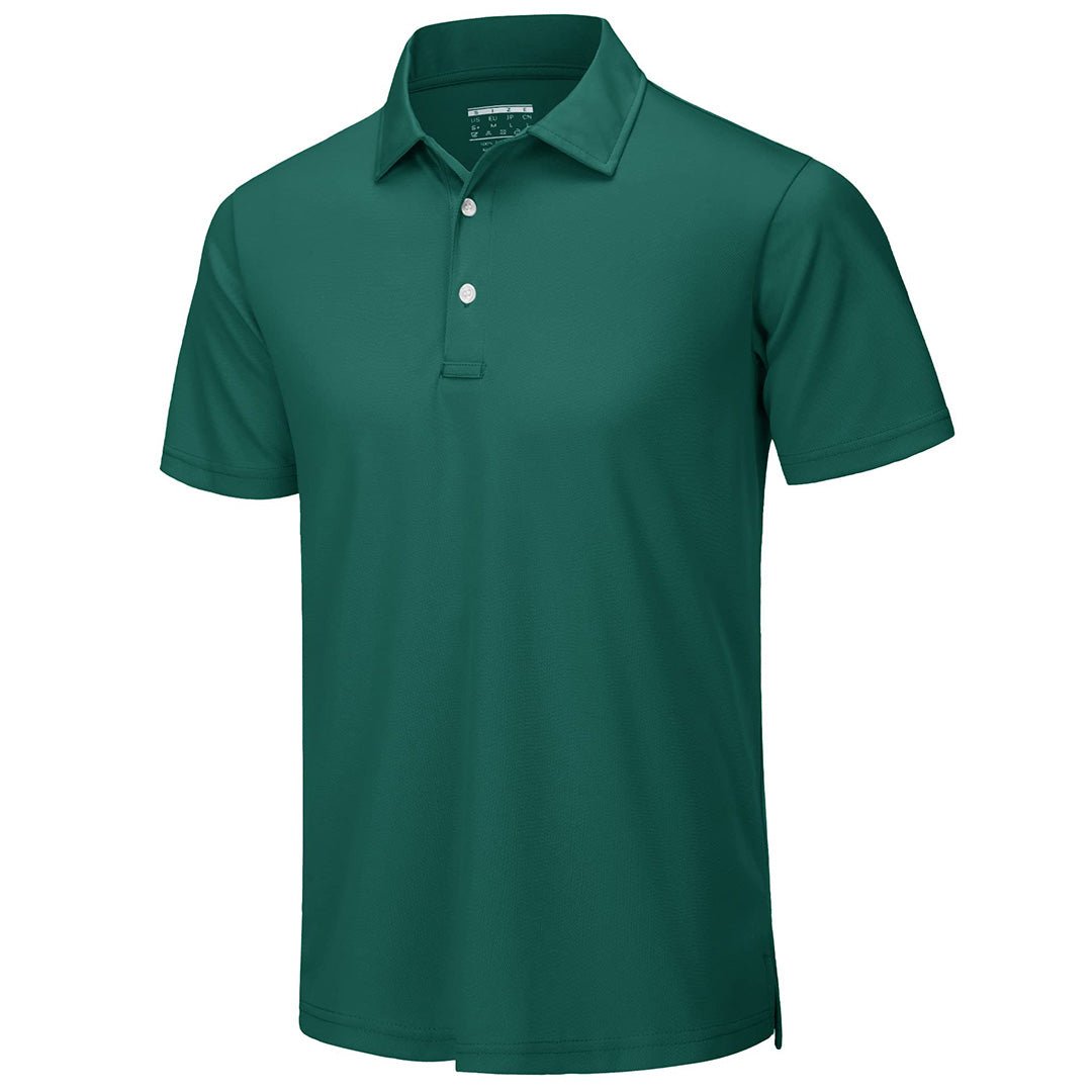 TACVASEN Emerald Green Men's Dry Fit Short Sleeve Performance Golf Polo Work Shirt