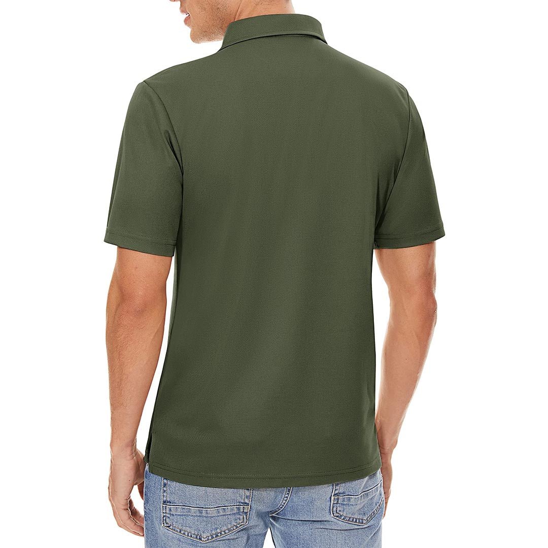 TACVASEN Army Green Men's Dry Fit Short Sleeve Performance Golf Polo Work Shirt