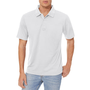 TACVASEN White Men's Dry Fit Short Sleeve Performance Golf Polo Work Shirt