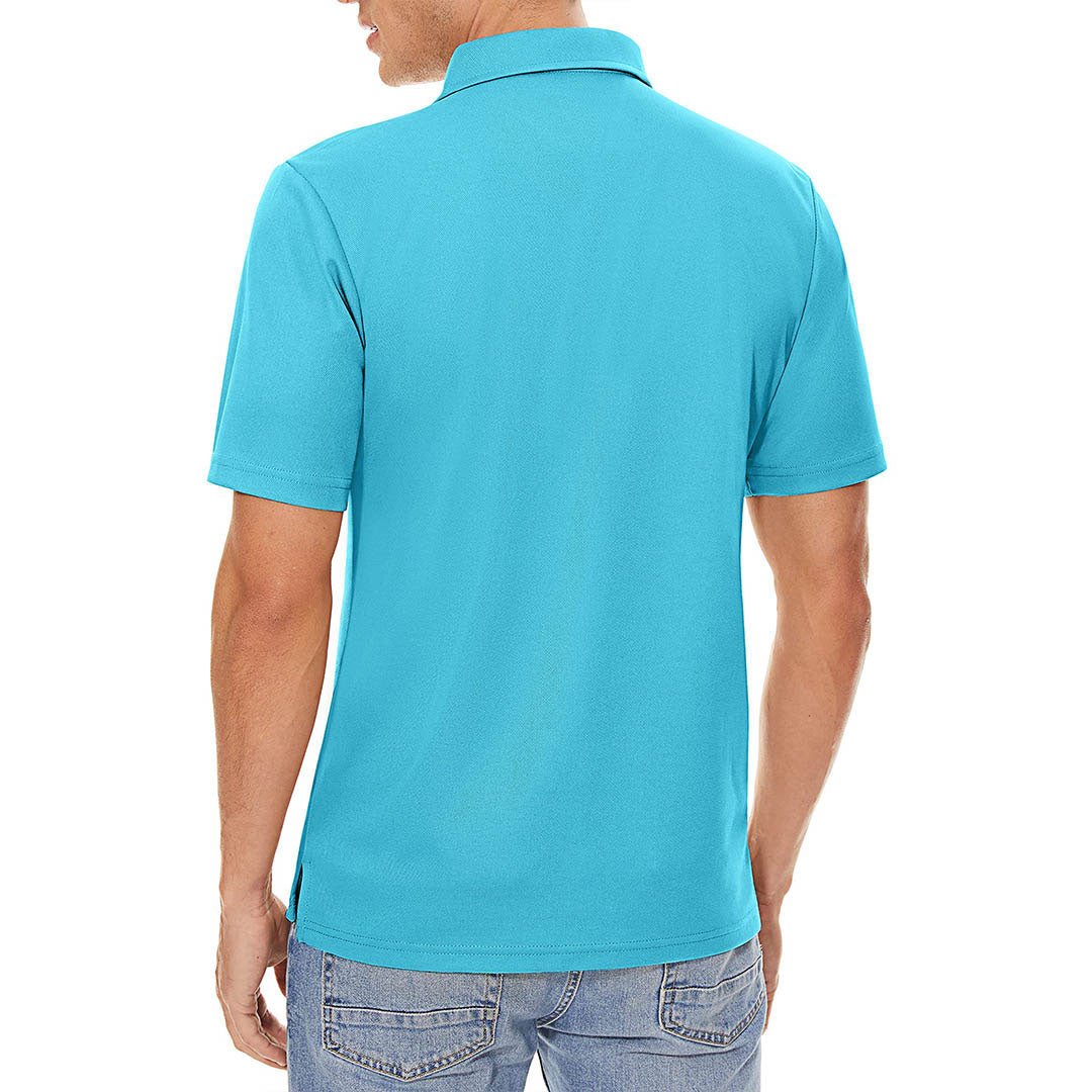 TACVASEN Ice Blue Men's Dry Fit Short Sleeve Performance Golf Polo Work Shirt