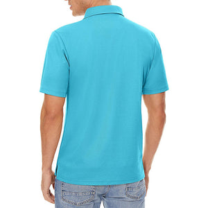 TACVASEN Ice Blue Men's Dry Fit Short Sleeve Performance Golf Polo Work Shirt