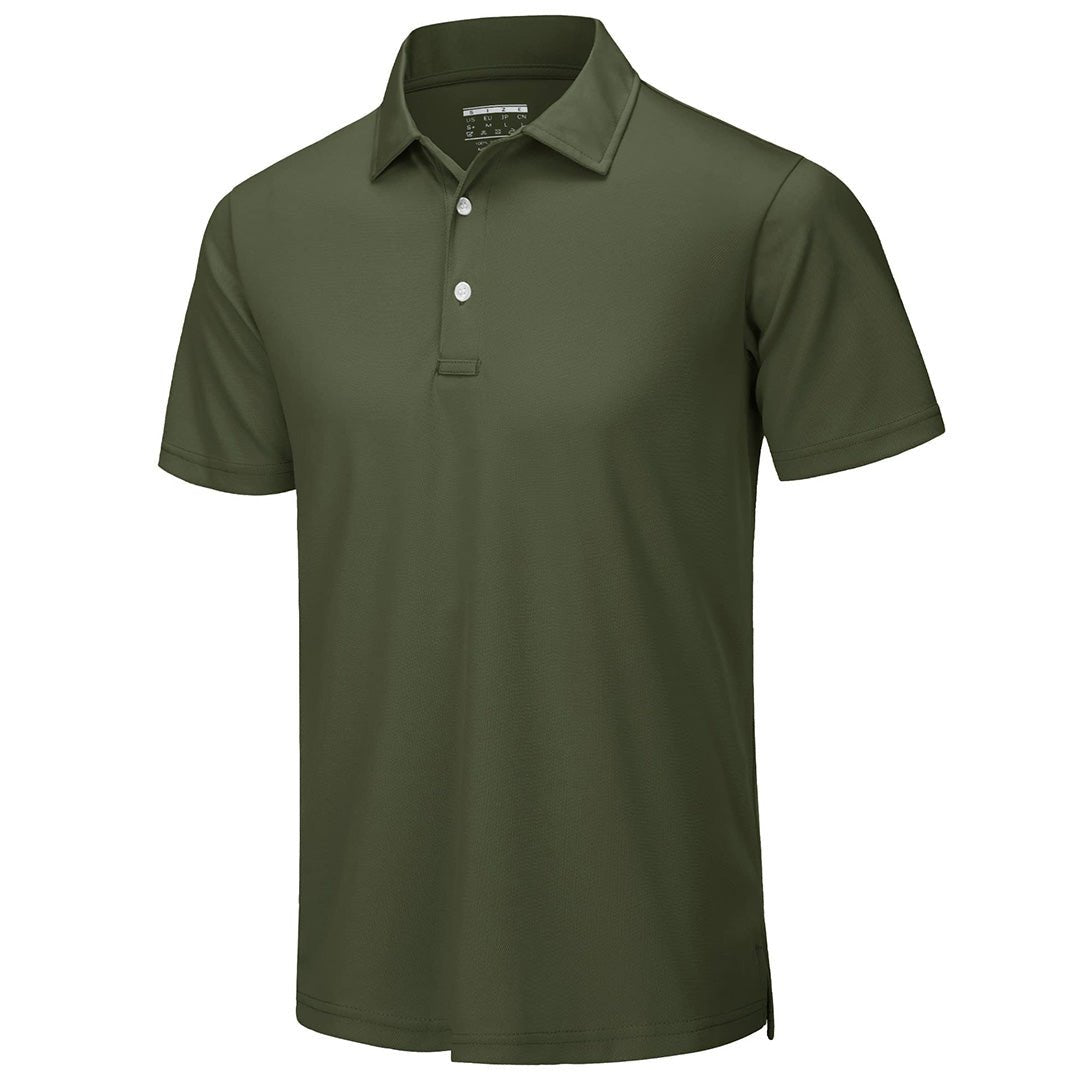 TACVASEN Army Green Men's Dry Fit Short Sleeve Performance Golf Polo Work Shirt