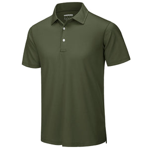 TACVASEN Army Green Men's Dry Fit Short Sleeve Performance Golf Polo Work Shirt