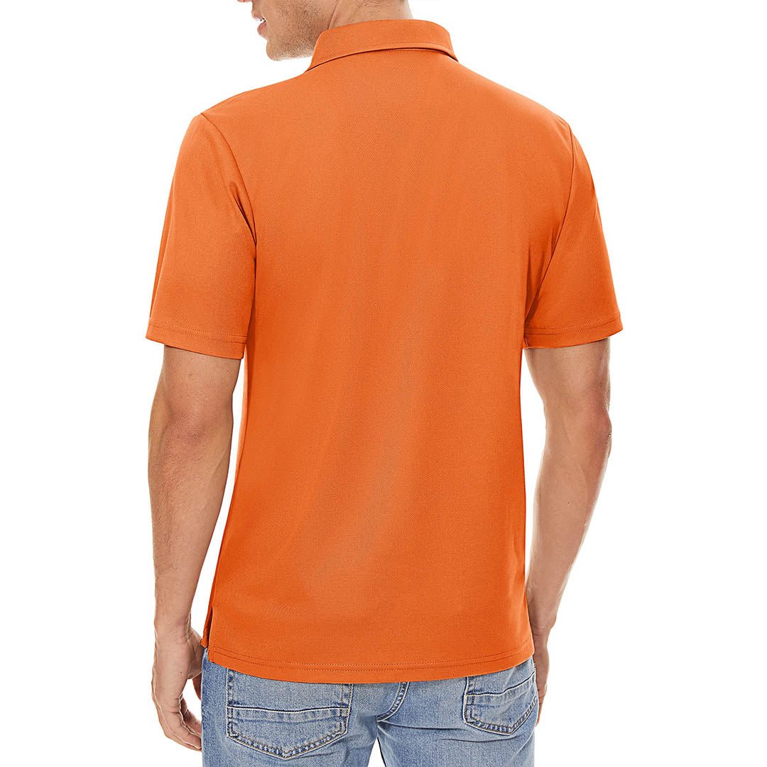 TACVASEN Orange Men's Dry Fit Short Sleeve Performance Golf Polo Work Shirt