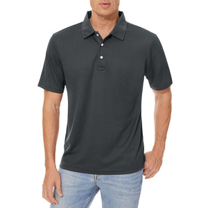 TACVASEN Dark Grey Men's Dry Fit Short Sleeve Performance Golf Polo Work Shirt