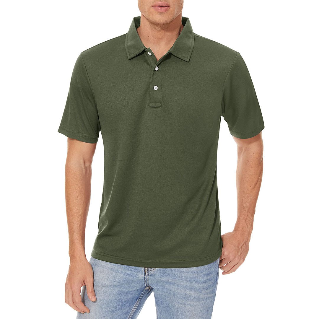 TACVASEN Army Green Men's Dry Fit Short Sleeve Performance Golf Polo Work Shirt