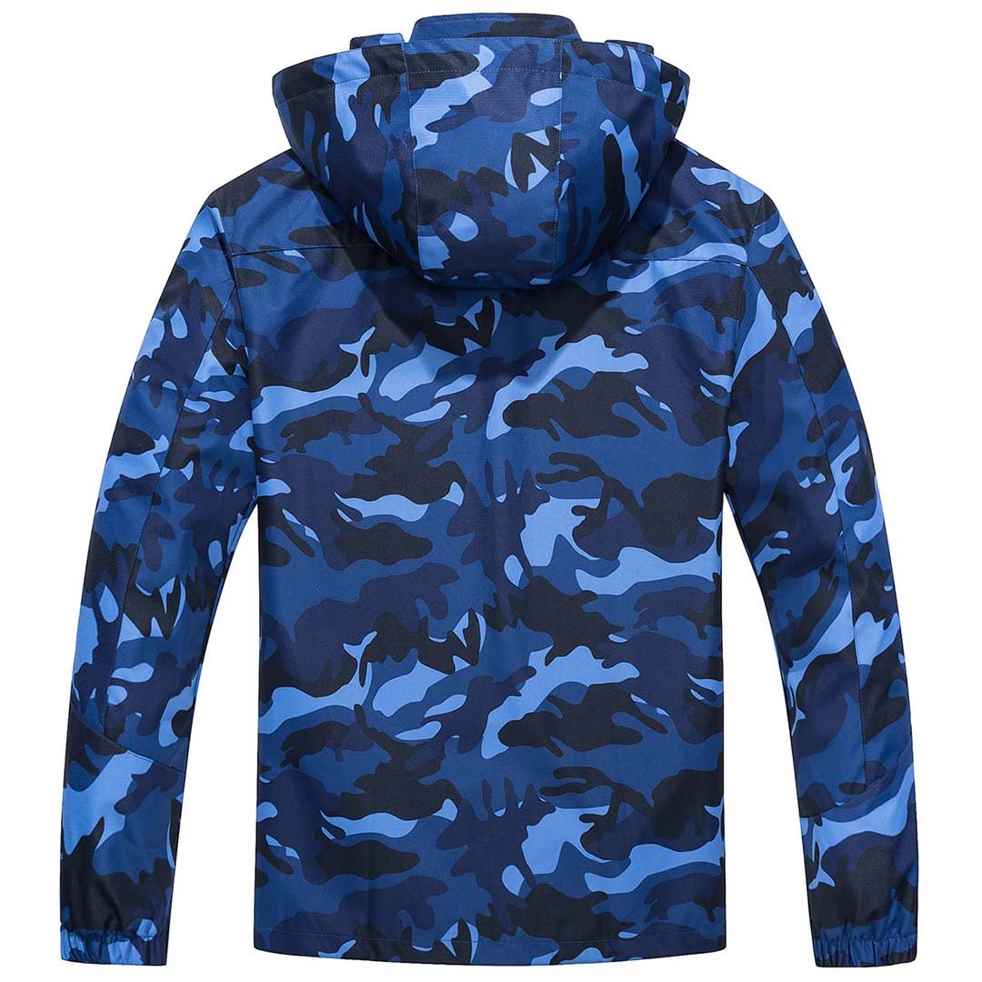 TACVASEN Color Navy Men's Waterproof Outdoor Hiking Jacket with Zipped Pockets