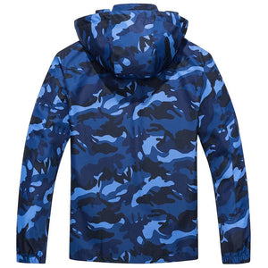 TACVASEN Color Navy Men's Waterproof Outdoor Hiking Jacket with Zipped Pockets