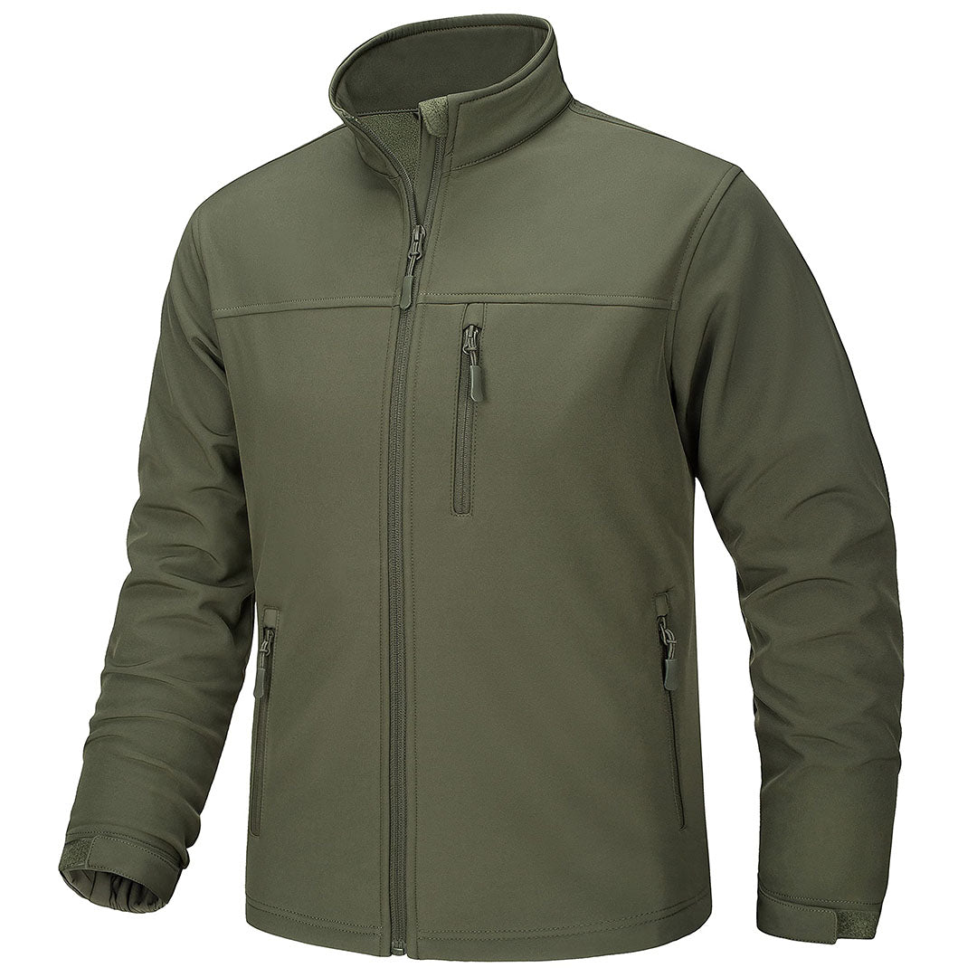 Army green TACVASEN fleece-lined lightweight softshell work jacket