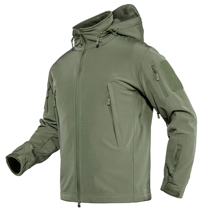 TACVASEN Army Green Men's Combat Airsoft Softshell Fleece Army Coat