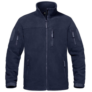 TACVASEN Navy Men's Tactical Fleece Jackets Full Zip Coat with Multi Pockets