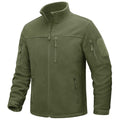 TACVASEN Army Green Men's Tactical Fleece Jackets Full Zip Coat with Multi Pockets