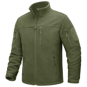 TACVASEN Army Green Men's Tactical Fleece Jackets Full Zip Coat with Multi Pockets