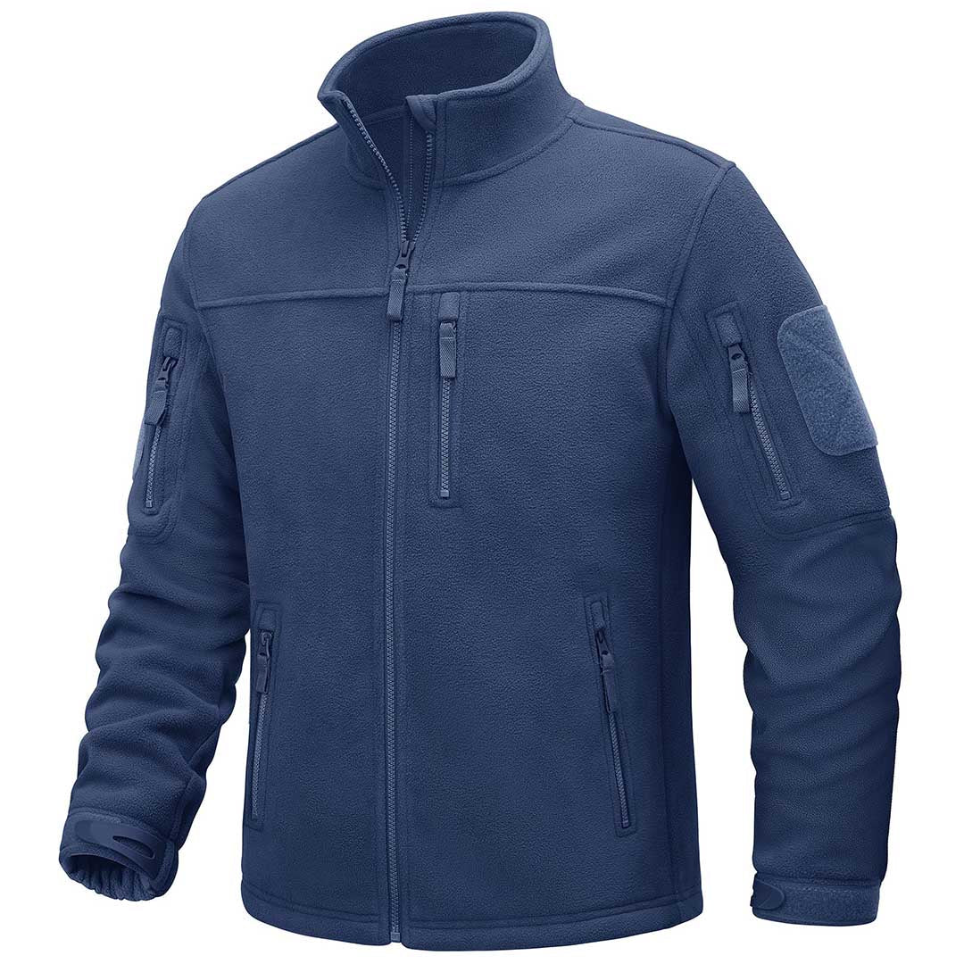 TACVASEN Royal Blue Men's Tactical Fleece Jackets Full Zip Coat with Multi Pockets