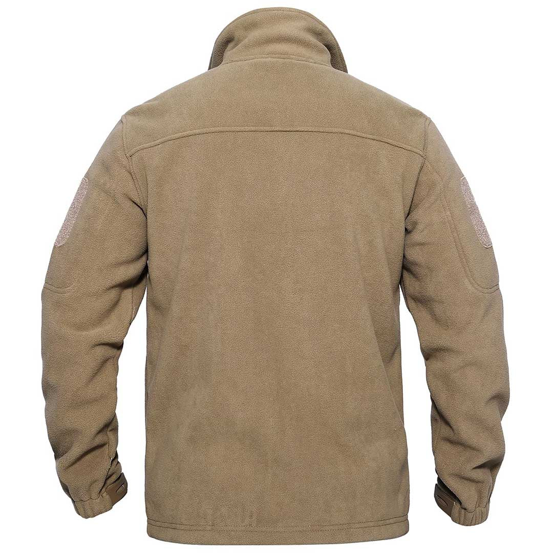 TACVASEN Khaki Men's Tactical Fleece Jackets Full Zip Coat with Multi Pockets