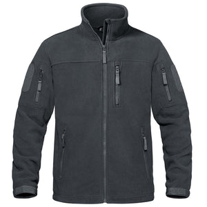 TACVASEN Dark Grey Men's Tactical Fleece Jackets Full Zip Coat with Multi Pockets
