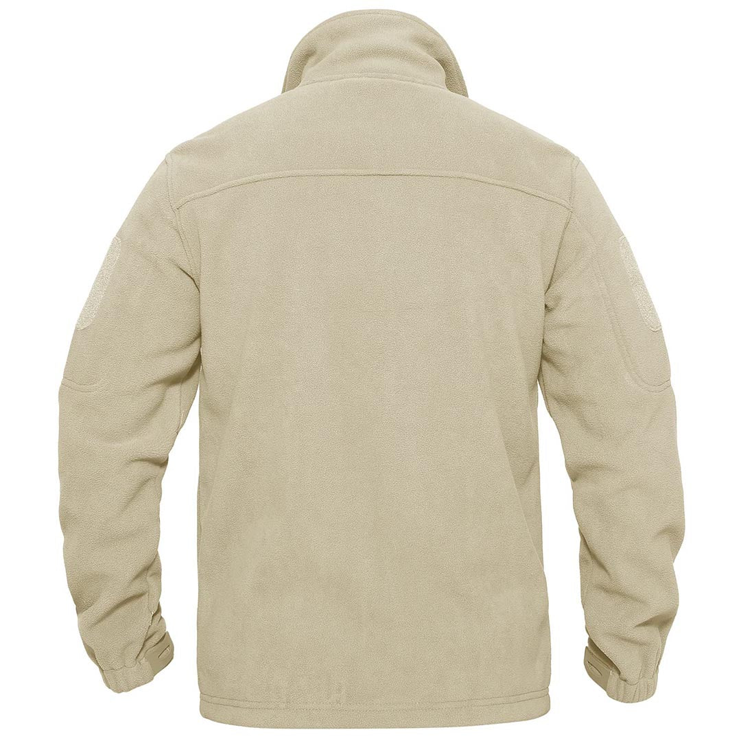 TACVASEN Beige Men's Tactical Fleece Jackets Full Zip Coat with Multi Pockets