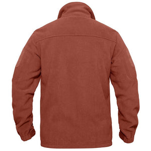 TACVASEN Orange Red Men's Tactical Fleece Jackets Full Zip Coat with Multi Pockets
