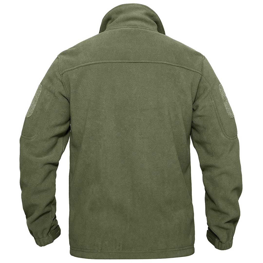 TACVASEN Army Green Men's Tactical Fleece Jackets Full Zip Coat with Multi Pockets