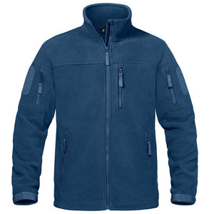 TACVASEN Blue Green Men's Tactical Fleece Jackets Full Zip Coat with Multi Pockets
