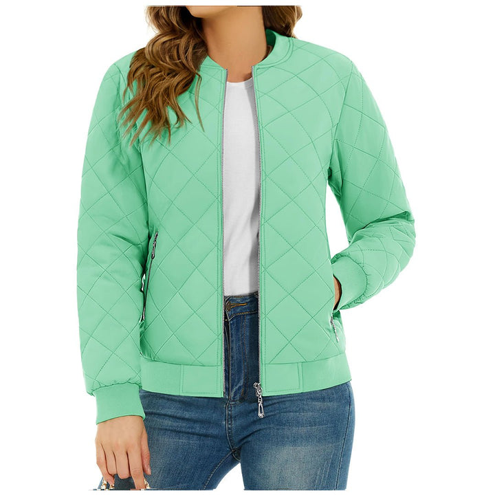 Women's Diamond Quilted Jackets Lightweight Casual Bomber Jacket -