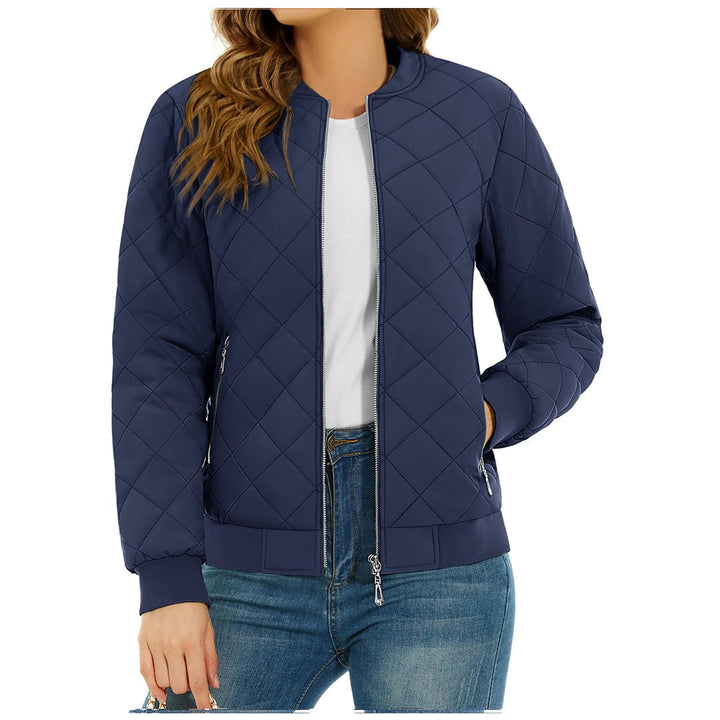 Women's Diamond Quilted Jackets Lightweight Casual Bomber Jacket -