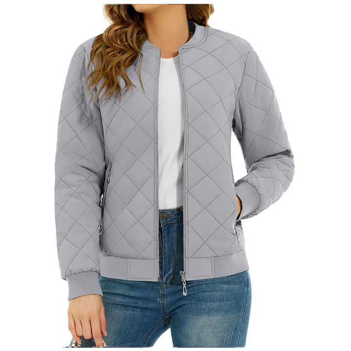 Women's Diamond Quilted Jackets Lightweight Casual Bomber Jacket -