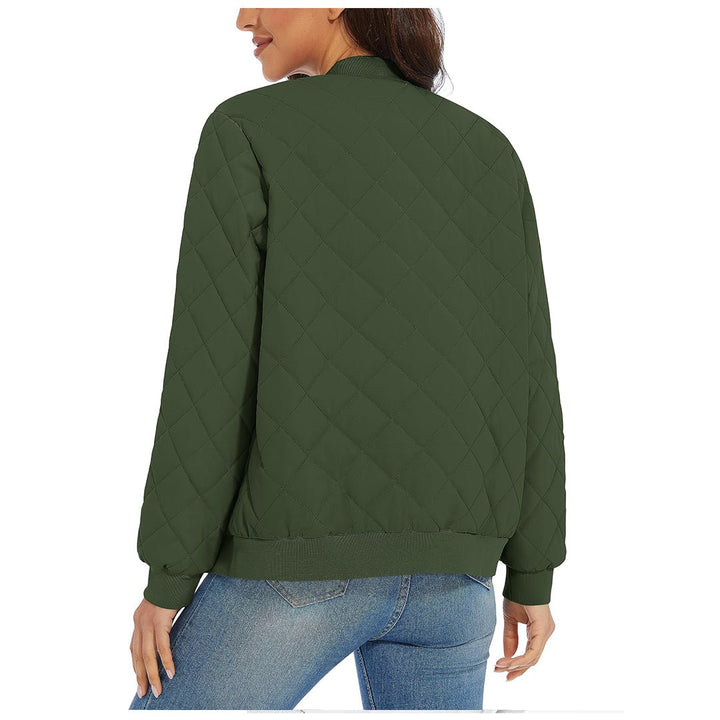 Women's Diamond Quilted Jackets Lightweight Casual Bomber Jacket -