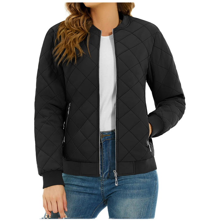 Women's Diamond Quilted Jackets Lightweight Casual Bomber Jacket -