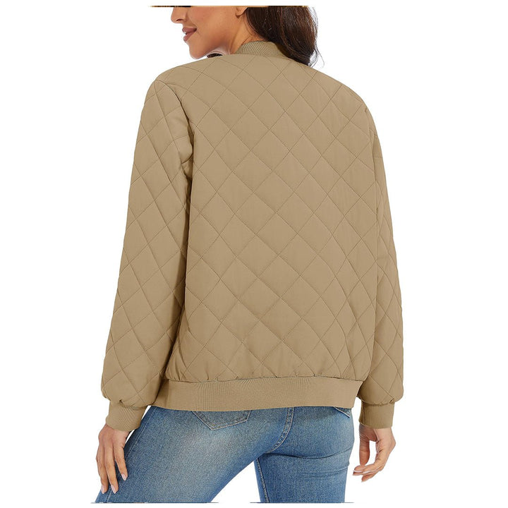 Women's Diamond Quilted Jackets Lightweight Casual Bomber Jacket -