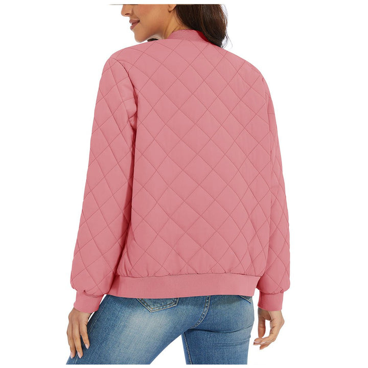 Women's Diamond Quilted Jackets Lightweight Casual Bomber Jacket -