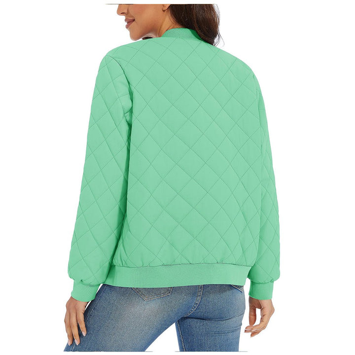 Women's Diamond Quilted Jackets Lightweight Casual Bomber Jacket -