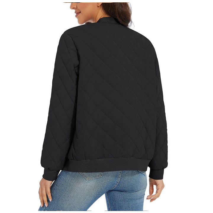 Women's Diamond Quilted Jackets Lightweight Casual Bomber Jacket -