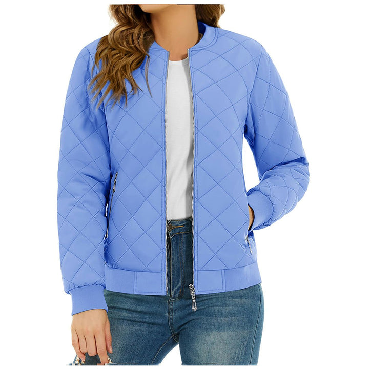 Women's Diamond Quilted Jackets Lightweight Casual Bomber Jacket -
