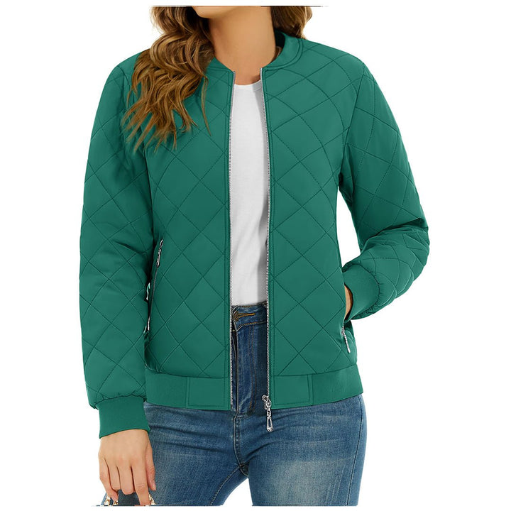 Women's Diamond Quilted Jackets Lightweight Casual Bomber Jacket -