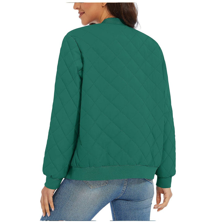 Women's Diamond Quilted Jackets Lightweight Casual Bomber Jacket -