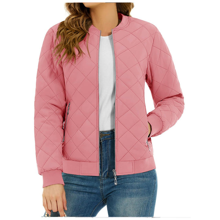 Women's Diamond Quilted Jackets Lightweight Casual Bomber Jacket -