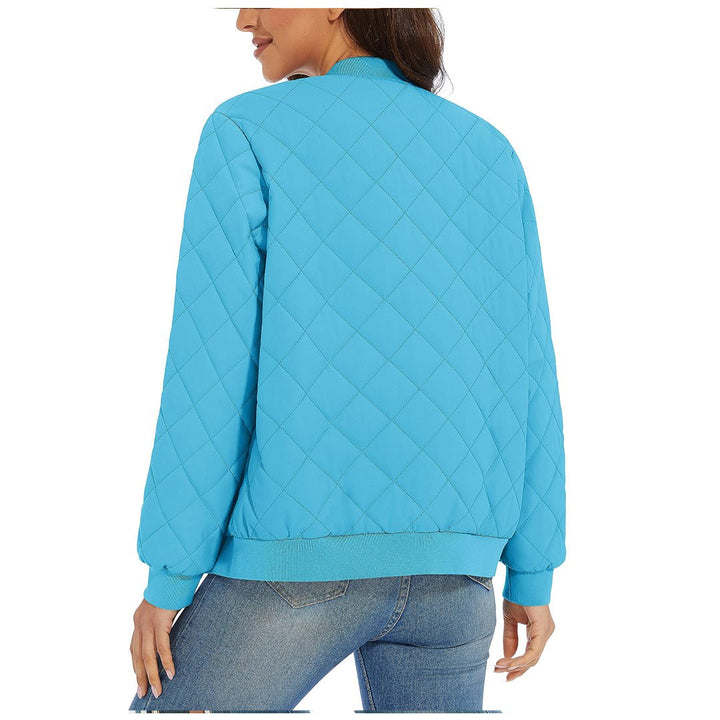 Women's Diamond Quilted Jackets Lightweight Casual Bomber Jacket -