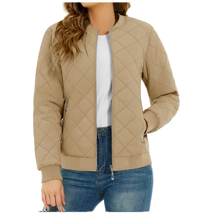 Women's Diamond Quilted Jackets Lightweight Casual Bomber Jacket -