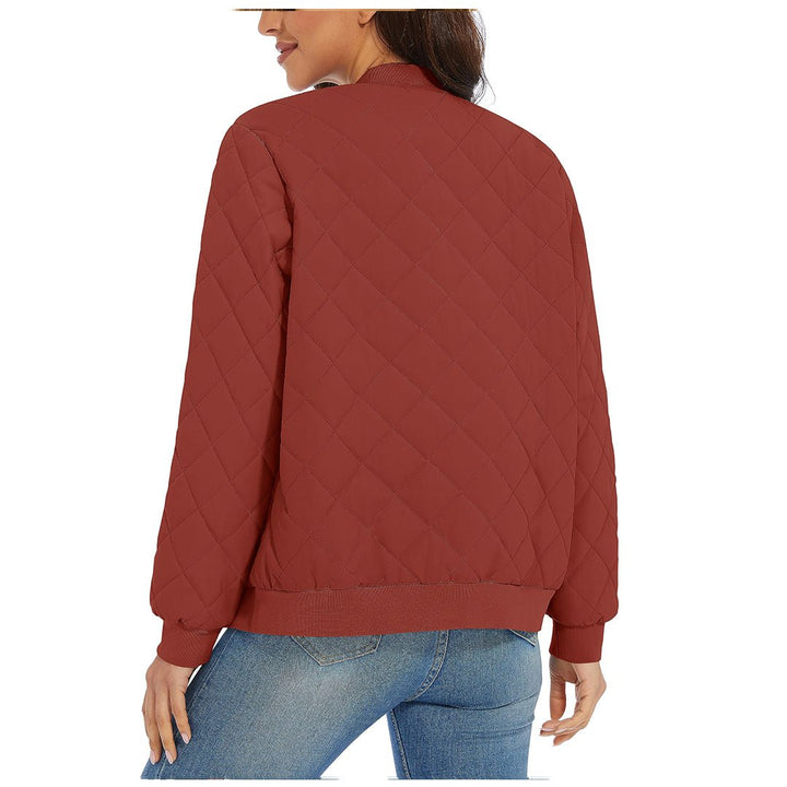 Women's Diamond Quilted Jackets Lightweight Casual Bomber Jacket -