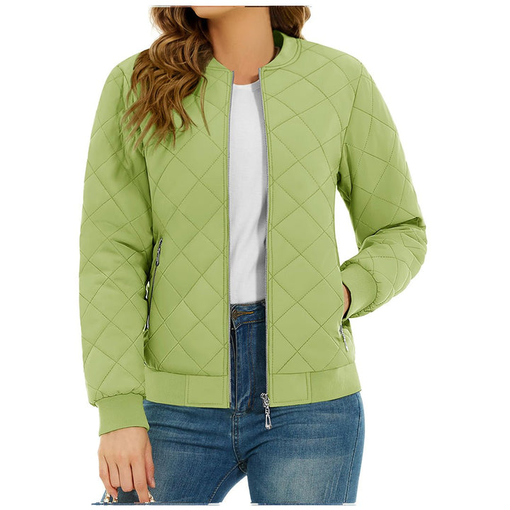 Women's Diamond Quilted Jackets Lightweight Casual Bomber Jacket -