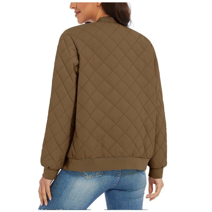 Women's Diamond Quilted Jackets Lightweight Casual Bomber Jacket -