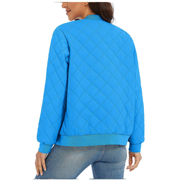Women's Diamond Quilted Jackets Lightweight Casual Bomber Jacket -