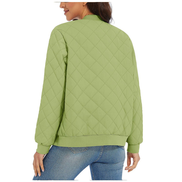 Women's Diamond Quilted Jackets Lightweight Casual Bomber Jacket -